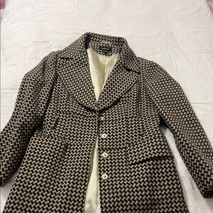Bebe Brown and Cream Houndstooth Coat
